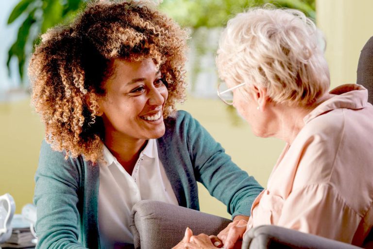 Caretaker with elderly woman