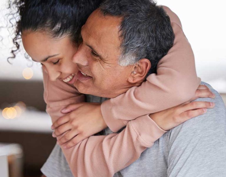 father with caregiver daughter